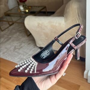 Burgundy Embellished Heels